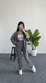 Alborado Bürümcük Kimono Takım - Gri - Görsel 4