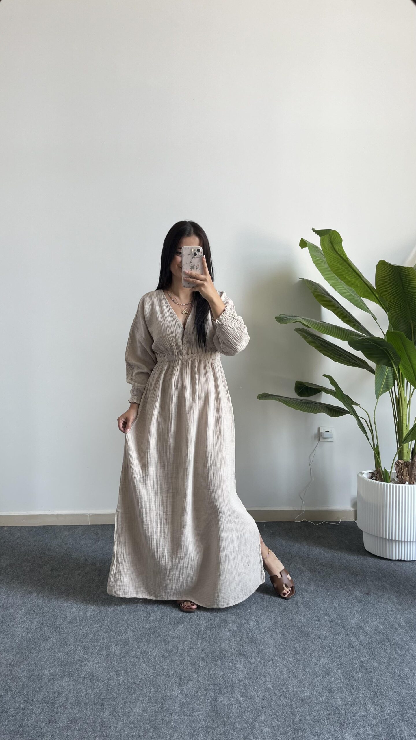 alina-pamuk-elbise-tas-1-4a8b.jpeg Alina Pamuk Elbise - Taş - Görsel 1