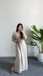 Alina Pamuk Elbise - Taş - Görsel 3