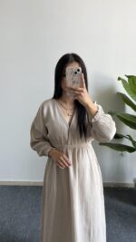 Alina Pamuk Elbise - Taş - Görsel 2