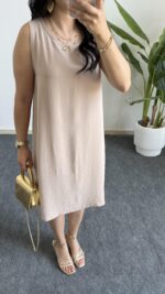 Alinn Aerobin Şehir Boy Elbise - Krem - Görsel 4