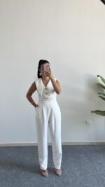 Amor Aksesuarlı Tulum - Beyaz - Görsel 3