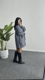 Avora Kemer Detaylı Oversize Gömlek Elbise - Mavi - Görsel 7