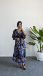 Aydem Kruvaze Viskon Elbise - Lacivert