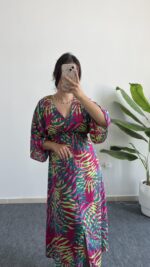 Aydem Kruvaze Viskon Elbise - Pembe - Görsel 4