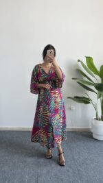 Aydem Kruvaze Viskon Elbise - Pembe