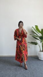 Aydem Kruvaze Viskon Elbise - Turuncu