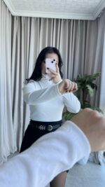 Balıkçı Yaka Kaşkorse Beyaz Body - Görsel 7