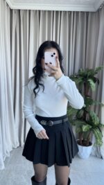 Balıkçı Yaka Kaşkorse Beyaz Body - Görsel 5