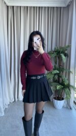 Balıkçı Yaka Kaşkorse Bordo Body - Görsel 4