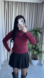 Balıkçı Yaka Kaşkorse Bordo Body - Görsel 8