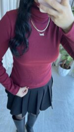 Balıkçı Yaka Kaşkorse Bordo Body - Görsel 7