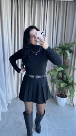 Balıkçı Yaka Kaşkorse Siyah Body - Görsel 3