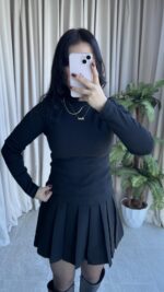 Balıkçı Yaka Kaşkorse Siyah Body - Görsel 8