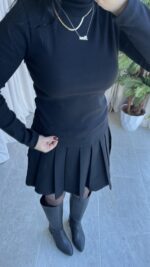 Balıkçı Yaka Kaşkorse Siyah Body - Görsel 5