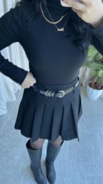 Balıkçı Yaka Kaşkorse Siyah Body - Görsel 4