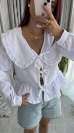 Bebe Yaka Bağlamalı Gömlek - Görsel 7