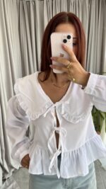 Bebe Yaka Bağlamalı Gömlek - Görsel 3