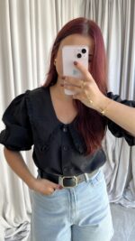 Bebe Yaka Siyah Gömlek - Görsel 5