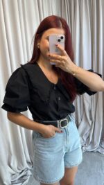 Bebe Yaka Siyah Gömlek - Görsel 2