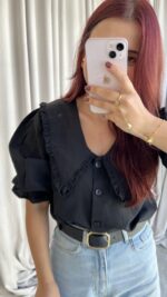 Bebe Yaka Siyah Gömlek - Görsel 3