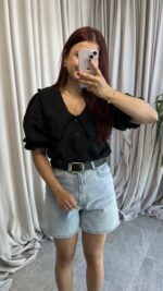 Bebe Yaka Siyah Gömlek - Görsel 10