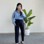 Betty Beli Lastikli Crep Pantolon -Lacivert