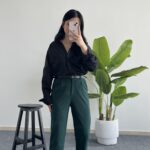 Betty Beli Lastikli Crep Pantolon -Yeşil