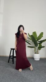 Beyra Modal Basic Elbise - Bordo - Görsel 2