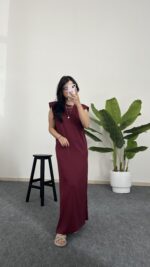 Beyra Modal Basic Elbise - Bordo - Görsel 4