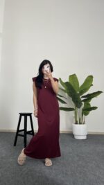 Beyra Modal Basic Elbise - Bordo