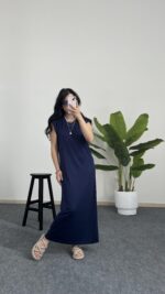 Beyra Modal Basic Elbise - Lacivert - Görsel 6