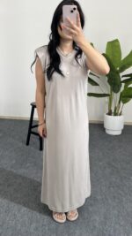 Beyra Modal Basic Elbise - Taş - Görsel 3