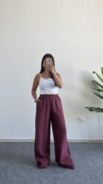 Bol Paça Modal Tensel Pantolon - Bordo