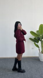 Bordo Çelik Örme Triko Takım - Görsel 7