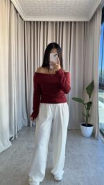 Rose Bordo Madonna Yaka Bluz