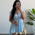 Carlo Yıldız Düğmeli Tensel Bluz -  Bebe Mavi