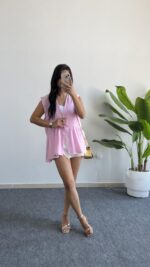 Carlo Yıldız Düğmeli Tensel Bluz - Pembe - Görsel 4