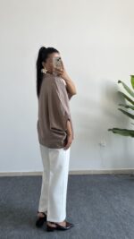 Carlos Kısa Kol Tensel Gömlek - Kahve - Görsel 5