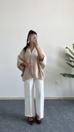 Carlos Kısa Kol Tensel Gömlek - Taş - Görsel 5