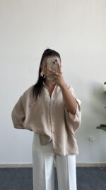 Carlos Kısa Kol Tensel Gömlek - Taş