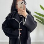 Çoban Dikişli Kaşe Panço - Siyah