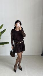 Dantel Elbise - Kahve - Görsel 2