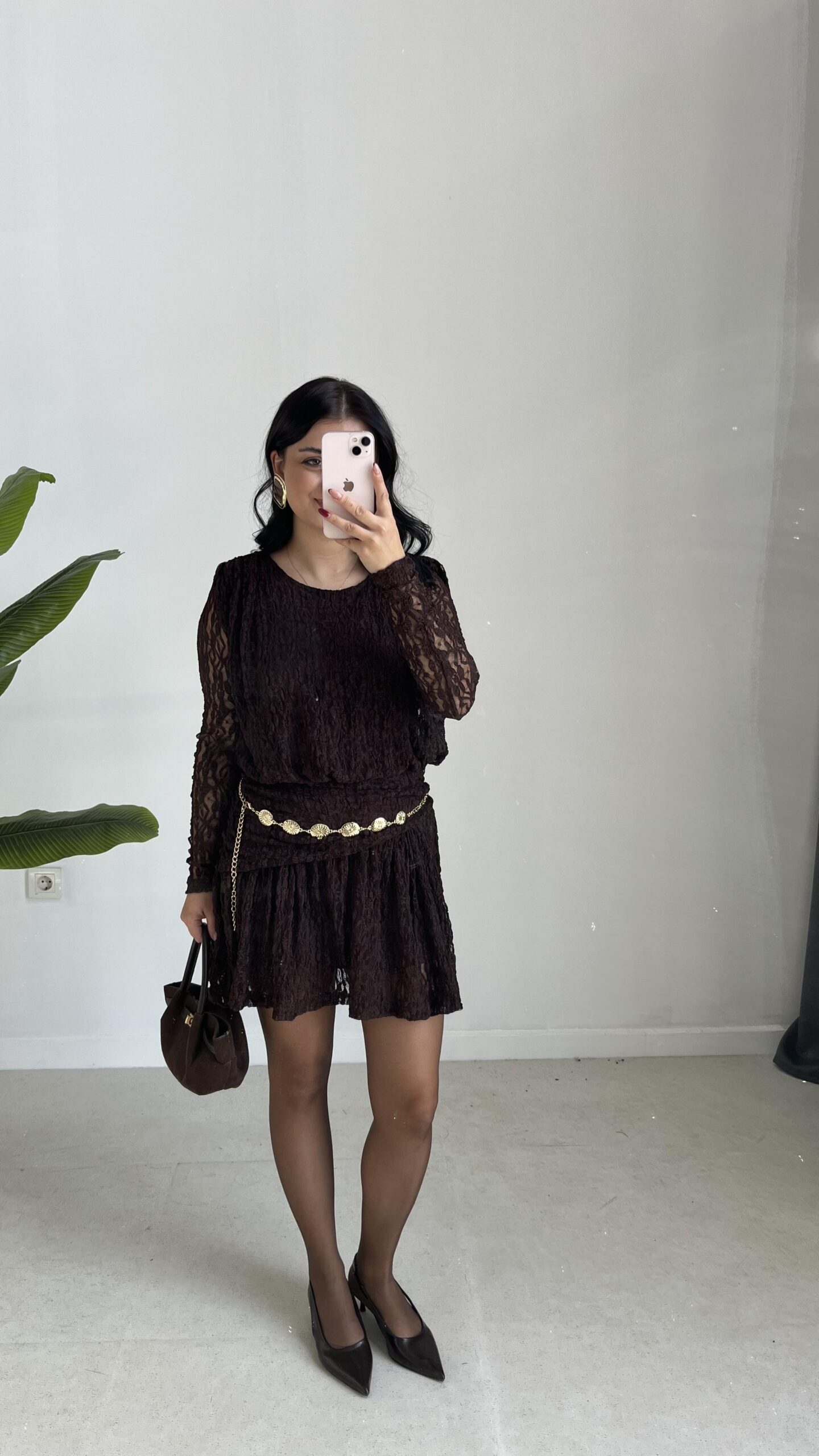 dantel-elbise-kahve-dae-3a.jpeg Dantel Elbise - Kahve - Görsel 1