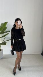 Dantel Elbise - Siyah - Görsel 5