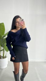 Degaje Yaka Kazak - Lacivert - Görsel 2