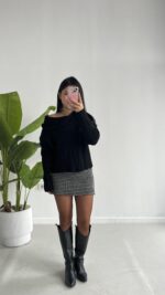 Degaje Yaka Kazak - Siyah - Görsel 4