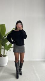 Degaje Yaka Kazak - Siyah - Görsel 7