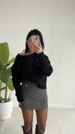 Degaje Yaka Kazak - Siyah - Görsel 2