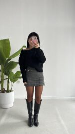 Degaje Yaka Kazak - Siyah - Görsel 5